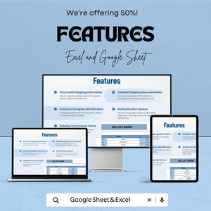 Bill of Lading Format Template - Excel & Google Sheets, Shipping Documentation, Freight Bill, Logistics Tracker, Digital Download,
