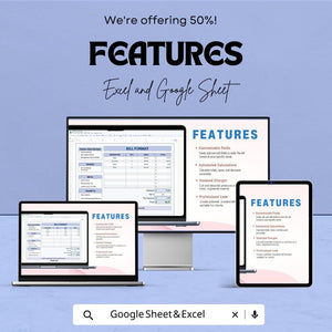 Bill Format Template - Excel & Google Sheets, Professional Invoice Generator, Billing Sheet, Sales Receipt, Customizable Bill Template,