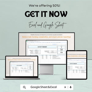 Activity Timesheet Template - Google Sheets, Track Work Hours, Employee Timesheet, Digital Download, Work Log, Printable Timesheet,