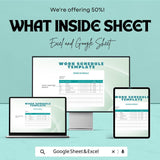 Work Schedule Sheet Template for Excel and Google Sheets | Employee Shift Planner & Work Allocation Tracker | Boost Workforce Efficiency |