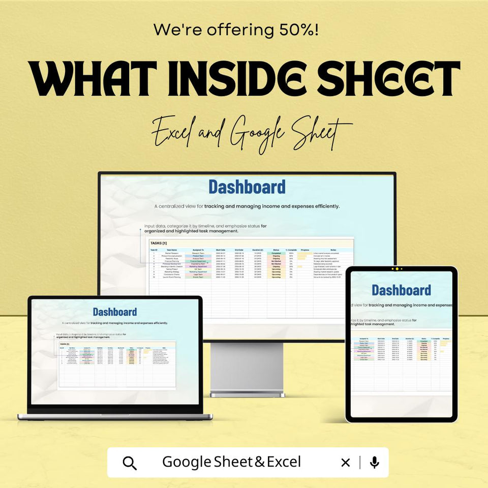 Task Timeline Sheet Template for Excel and Google Sheets | Track Project Deadlines & Milestones | Boost Productivity | 50% Off!