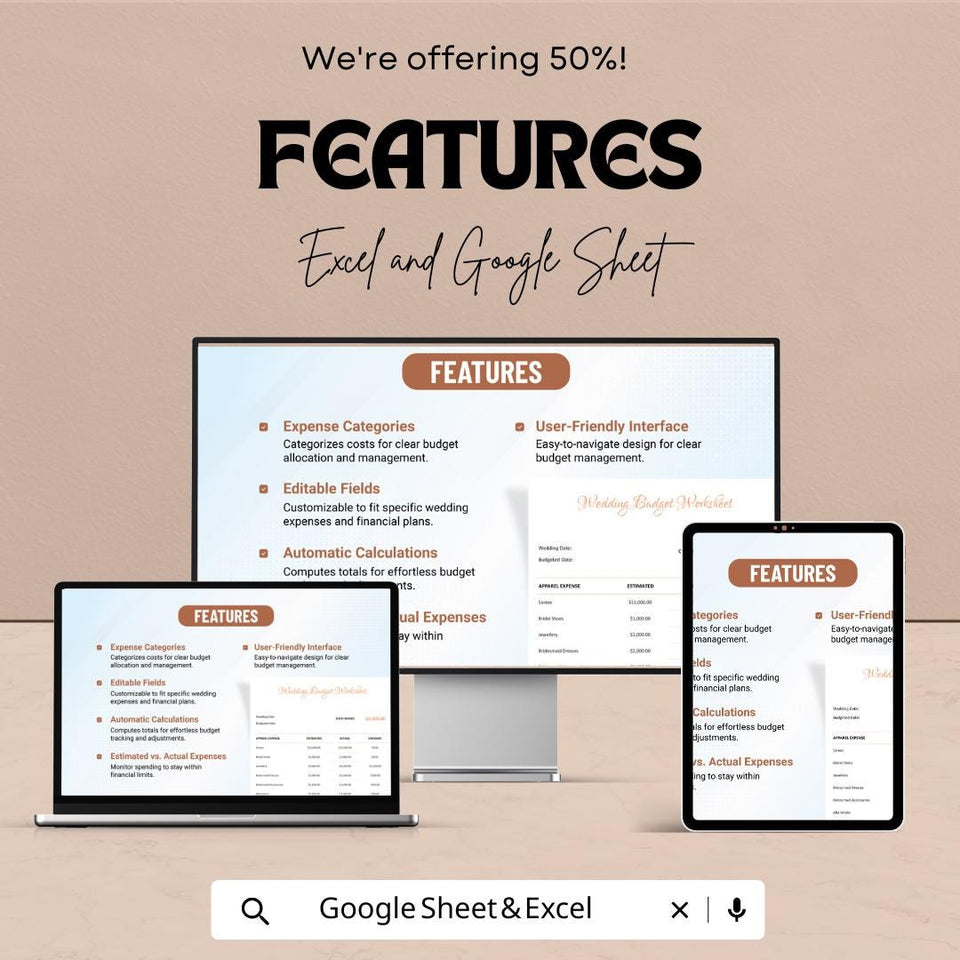 Printable Wedding Budget Worksheet - Excel & Google Sheets, Customizable Wedding Planner, Wedding Cost Tracker, Budget Tracker Template