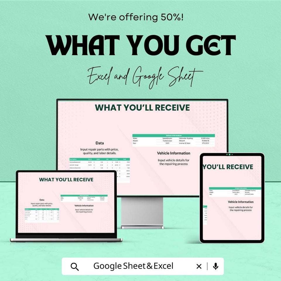 Motorcycle Repair Estimate Template - Excel & Google Sheets, Professional Vehicle Repair Estimation, Customizable, Maintenance Quote