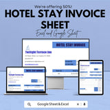 Hotel Stay Invoice Sheet | Excel & Google Sheets Template | Hotel Invoice Generator | Accommodation Invoice | Hotel Billing Template