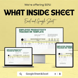 Employee Productivity Tracker HR Template - Excel & Google Sheets, Boost Team Efficiency, Performance Metrics, HR Management Tool