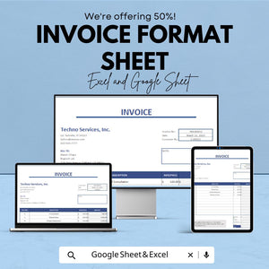 Invoice Format Sheet - Customizable Google Sheets Template, Professional Invoice Template for Billing, Easy to Use for Small Businesses