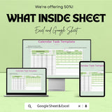 Calendar Task Sheet Template | Google Sheet and Excel | Easy Task Management | Project Planning & Scheduling | Instant Download