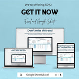 Project Management Sheet - Excel and Google Sheet Template | Track Tasks, Deadlines, Budget & Progress | Customizable and Professional