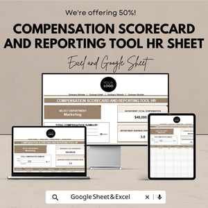 Compensation Scorecard and Reporting Tool HR Sheet - Excel & Google Sheets Template, Employee Compensation Tracker,