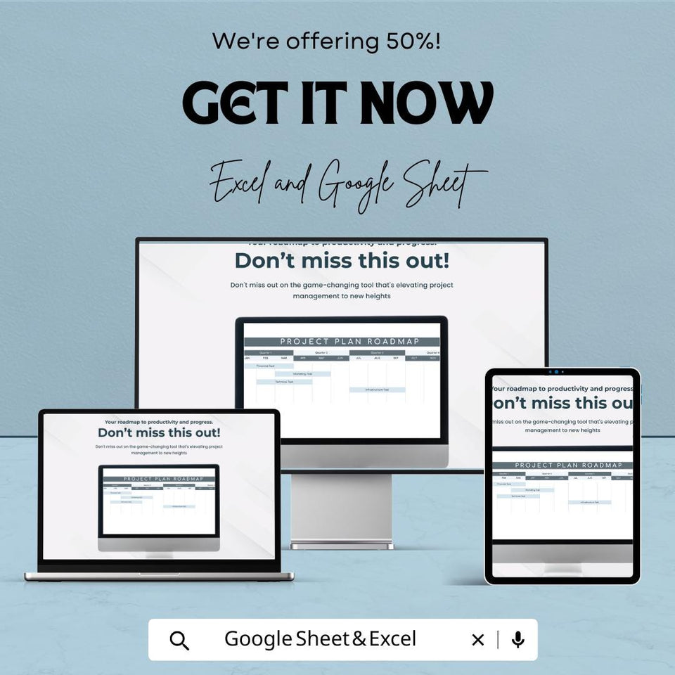 Project Plan Roadmap Sheet | Google Sheets | Task Management | Customizable Project Planner | Roadmap for Team & Resource Allocation