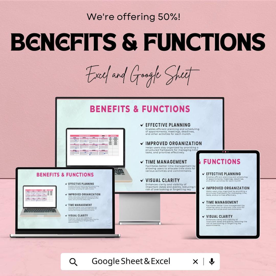 Monthly Calendar Sheet | Excel & Google Sheets | Yearly Planner Template | Customizable Calendar for Planning | 2023-2025 Schedule Organizer