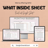 Monthly Budget Sheet - Excel & Google Sheet Template for Personal Finance, Expense Tracker, Budget Planner, Financial Management Tool