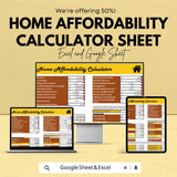 Home Affordability Calculator Sheet | Google Sheets | Affordable Home Price Calculator | Real Estate Budget Planner | Mortgage Calculator