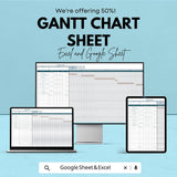 Gantt Chart Sheet | Excel and Google Sheets | Project Management Template | Timeline & Task Tracker
