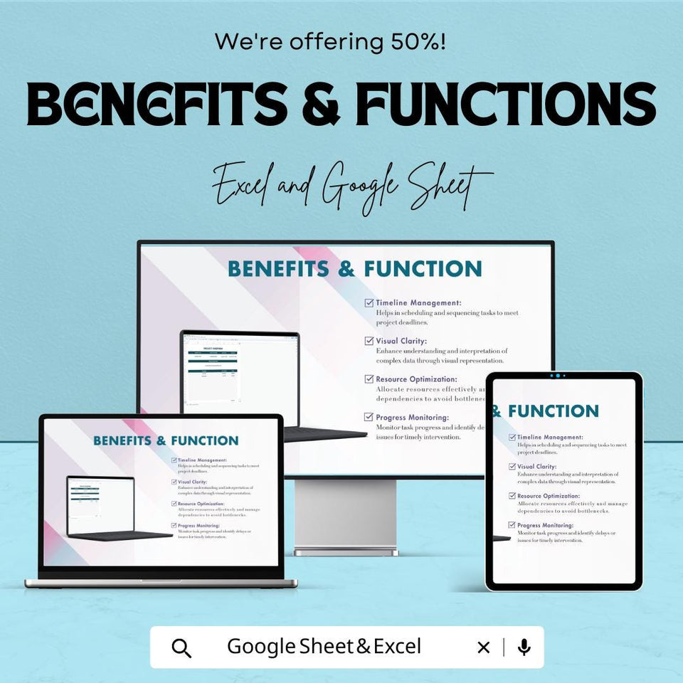 Gantt Chart Sheet | Excel and Google Sheets | Project Management Template | Timeline & Task Tracker
