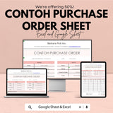 Contoh Purchase Order Sheet | Excel & Google Sheet | Simplify Procurement Process | 50% Off | Instant Download