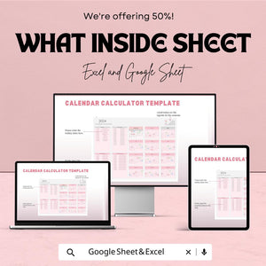 2024 Calendar Calculator Sheet | Excel and Google Sheets | Customizable Date Calculator | Holiday & Event Planner Template