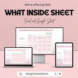 2024 Calendar Calculator Sheet | Excel and Google Sheets | Customizable Date Calculator | Holiday & Event Planner Template