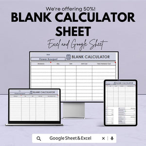Blank Calculator Sheet | Excel & Google Sheets | Customizable Business Calculator Template | Expense and Cost Tracking Tool