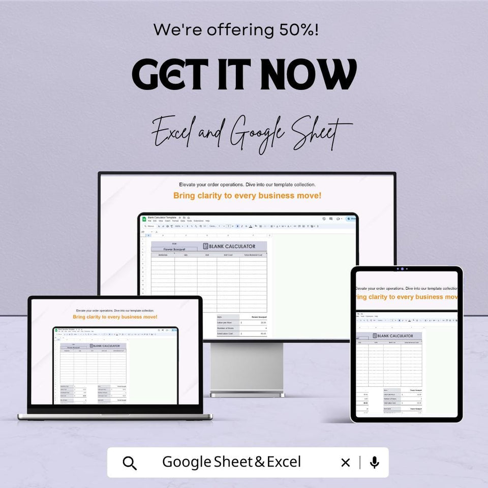 Blank Calculator Sheet | Excel & Google Sheets | Customizable Business Calculator Template | Expense and Cost Tracking Tool