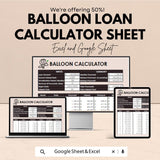 Balloon Loan Calculator Sheet | Excel and Google Sheets | Loan Payment Schedule & Financial Planning Template | Loan Interest Calculator
