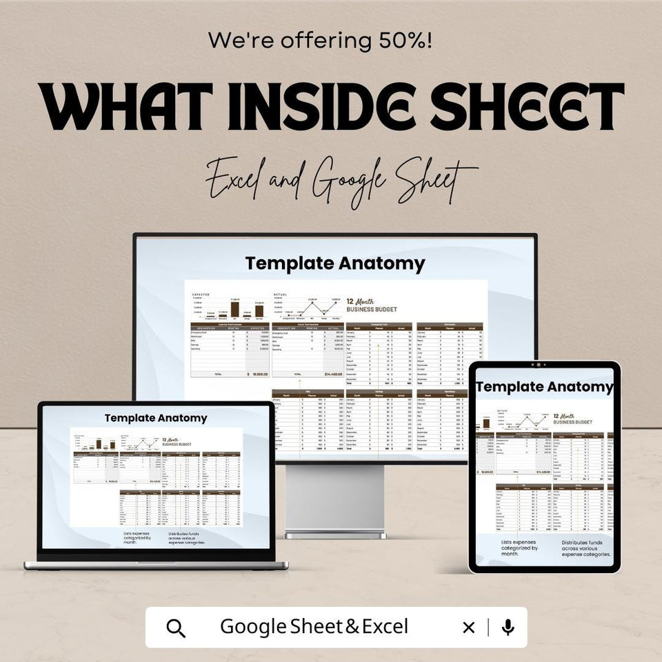 12 Month Business Budget Sheet | Excel and Google Sheets | Budget Planning & Expense Tracking Template | Finance Management Tool