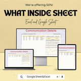 Communication Timeline Sheet | Excel & Google Sheet | Organize Your Communication Strategy | 50% Off | Instant Download