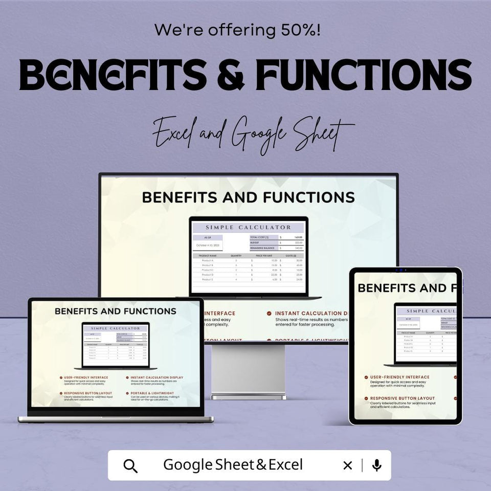 Simple Calculator Sheet | Google Sheets  | Budgeting & Cost Calculation Tool | Easy-to-Use Expense Tracker | Customizable Spreadsheet