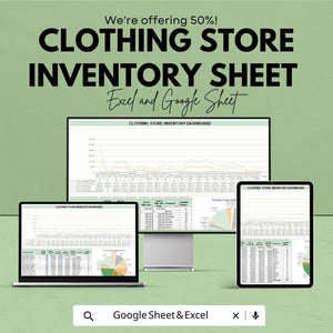 Clothing Store Inventory Sheet | Excel and Google Sheet Template for Stock Management | Inventory Dashboard & Features