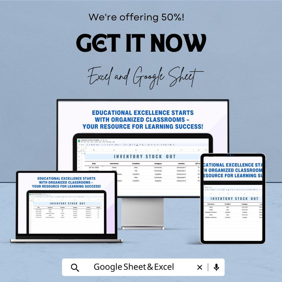Classroom Inventory Sheet - Excel & Google Sheets | Track Classroom Supplies, Manage Inventory, Resource Organization
