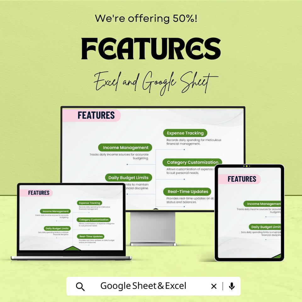 Personal Daily Budget Template - Excel & Google Sheets - Daily Expense Tracker - Financial Planner - Budgeting Tool