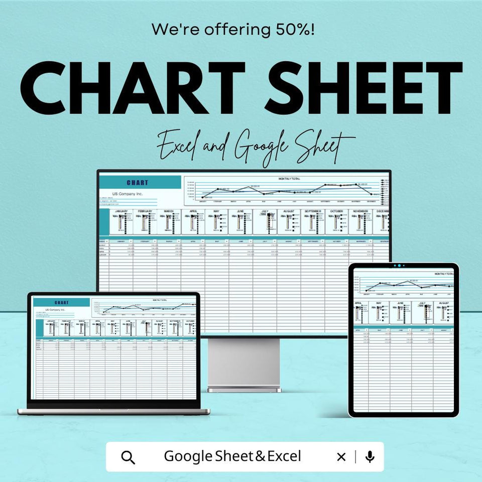 Chart Sheet - Excel and Google Sheets | Data Visualization, Monthly Reports & Budget Analysis Template