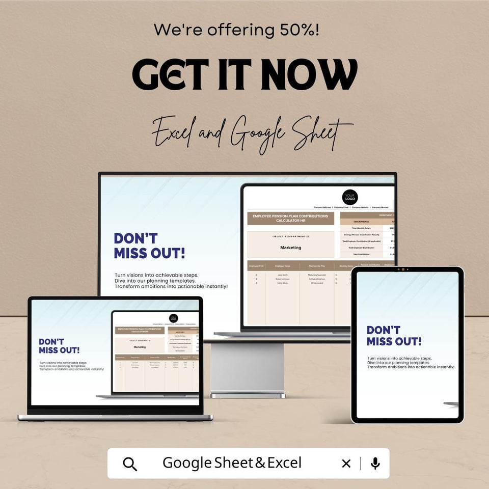 Employee Pension Plan Contributions Calculator HR Sheet | Excel & Google Sheet Template | Easy HR Management Tool | Instant Download