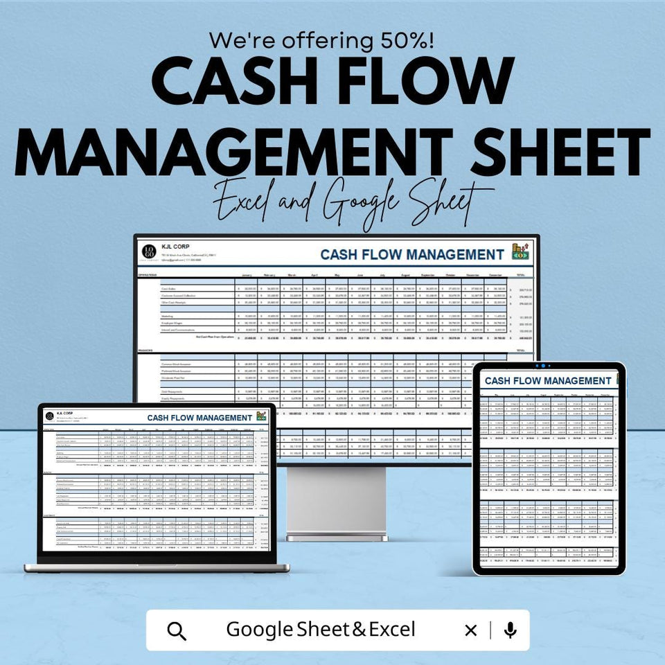 Cash Flow Management Sheet | Excel & Google Sheet | Budgeting Template for Financial Planning | 50% Off | Instant Download