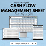 Cash Flow Management Sheet | Excel & Google Sheet | Budgeting Template for Financial Planning | 50% Off | Instant Download