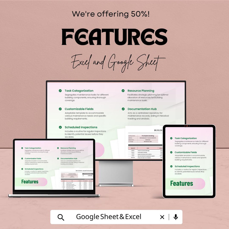 Building Maintenance Schedule Sheet - Excel & Google Sheets Template for Efficient Building Management