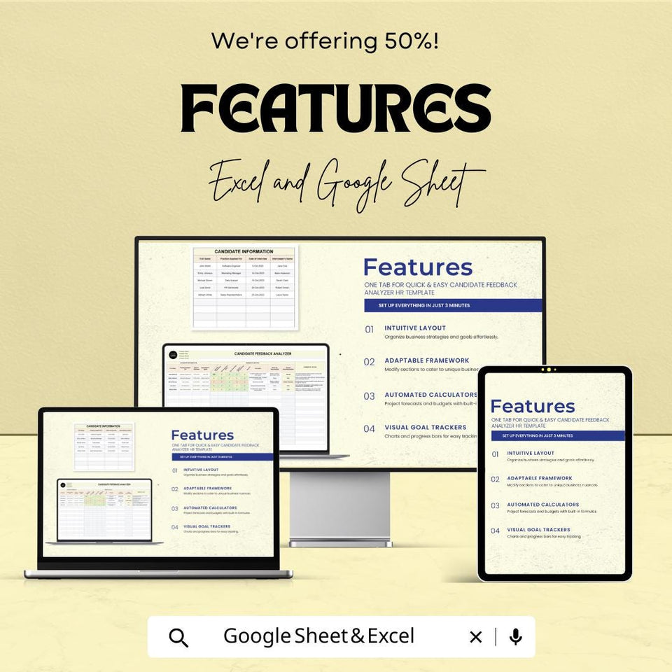 Candidate Feedback Analyzer HR Sheet | Google Sheet | HR Recruitment Feedback Template | Candidate Evaluation Tool | Hiring Decision Aid