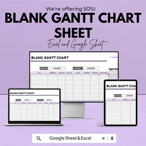 Blank Gantt Chart Sheet for Excel & Google Sheets | Project Timeline Template | Task Planner | Instant Download