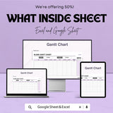 Blank Gantt Chart Sheet for Excel & Google Sheets | Project Timeline Template | Task Planner | Instant Download