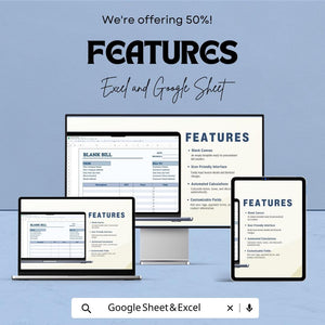 Blank Bill Template Sheet – Customizable Invoice Template for Excel and Google Sheets, Professional Billing, Editable Bill Format,