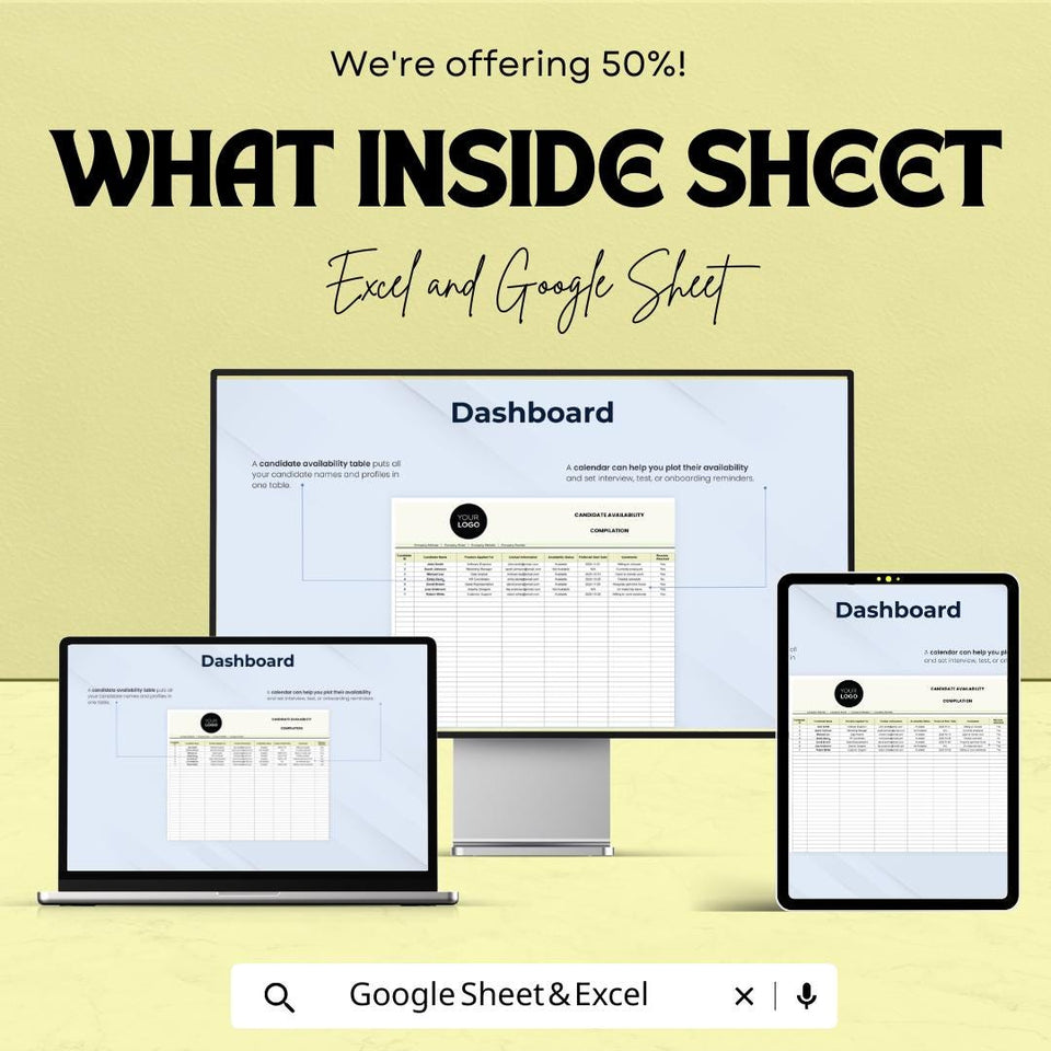 Candidate Availability Compilation HR Sheet | Recruitment Tracker | Excel & Google Sheets Template for Efficient Hiring
