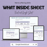 Recipe Cost Calculator Sheet - Excel & Google Sheets Template for Budget-Friendly Recipe Management