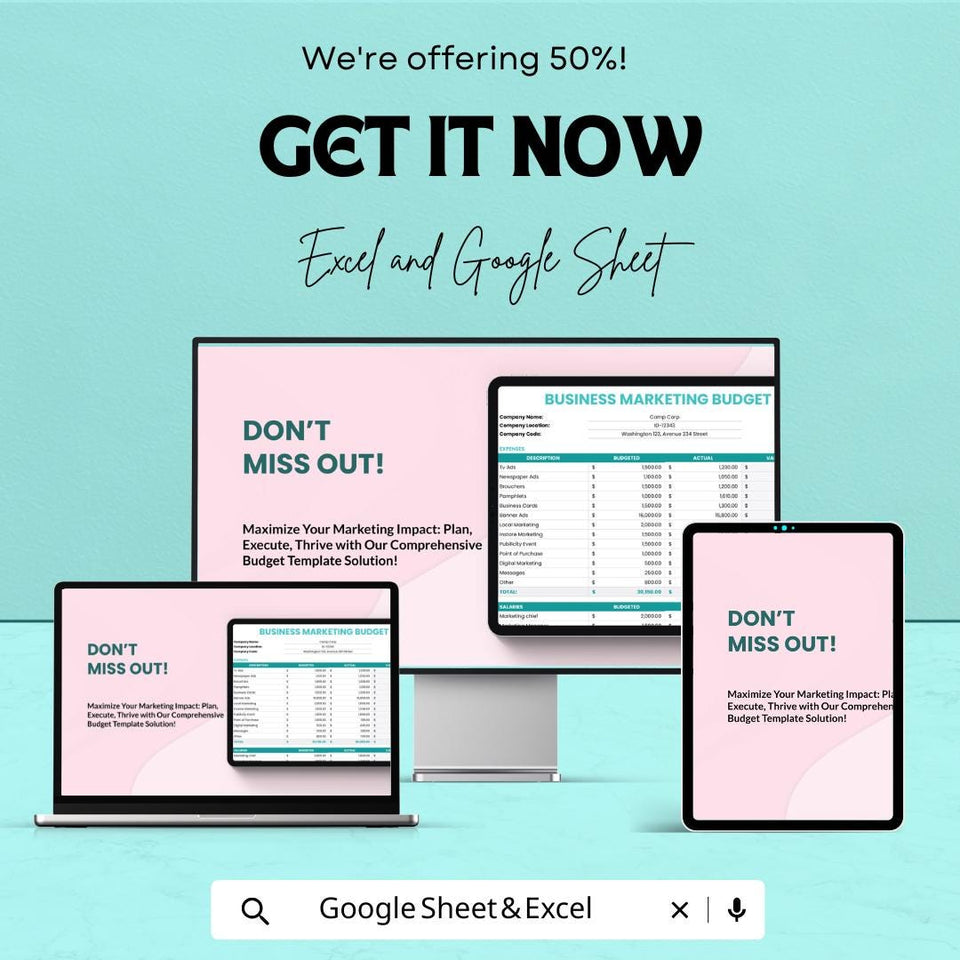 Business Marketing Budget Sheet | Excel & Google Sheets | Expense Tracker | Forecasting | Editable Marketing Budget Template