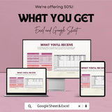 Budget Ledger Sheet - Excel & Google Sheets Template for Financial Tracking | Monthly Budget Planner, Expense Tracker, Budgeting Tool
