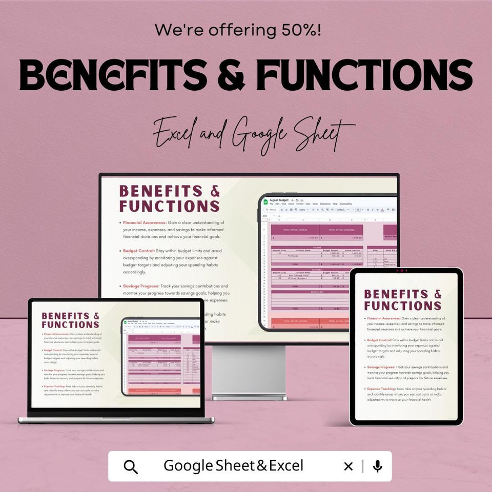 Budget Ledger Sheet - Excel & Google Sheets Template for Financial Tracking | Monthly Budget Planner, Expense Tracker, Budgeting Tool