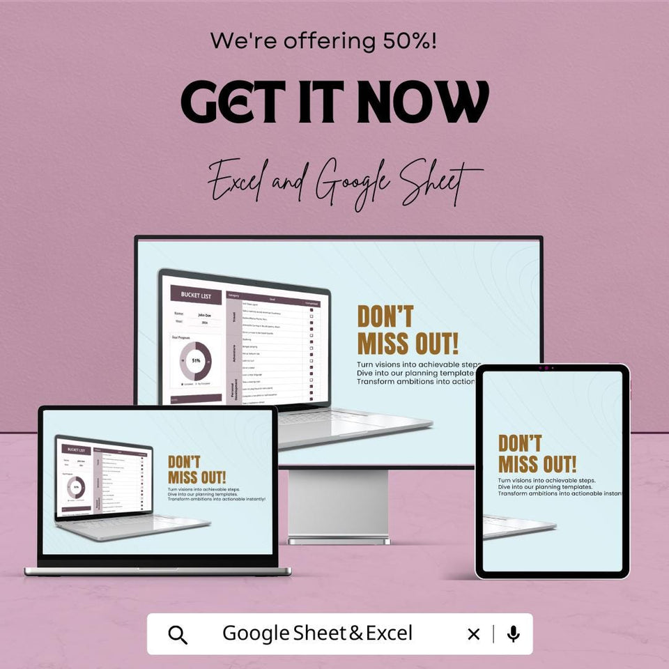 Bucket List Sheet Template | Digital Download | Google Sheets & Excel | Goal Tracker | Travel Planner | Editable Checklist