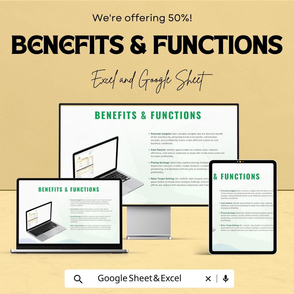 Break-Even Analysis Template | Excel & Google Sheets | Financial Planning and Profitability Tool
