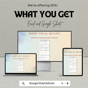 Brand Positioning Statement Template | Google Sheets & Excel | Brand Strategy Planner | Marketing Identity Sheet | Editable Business Tool
