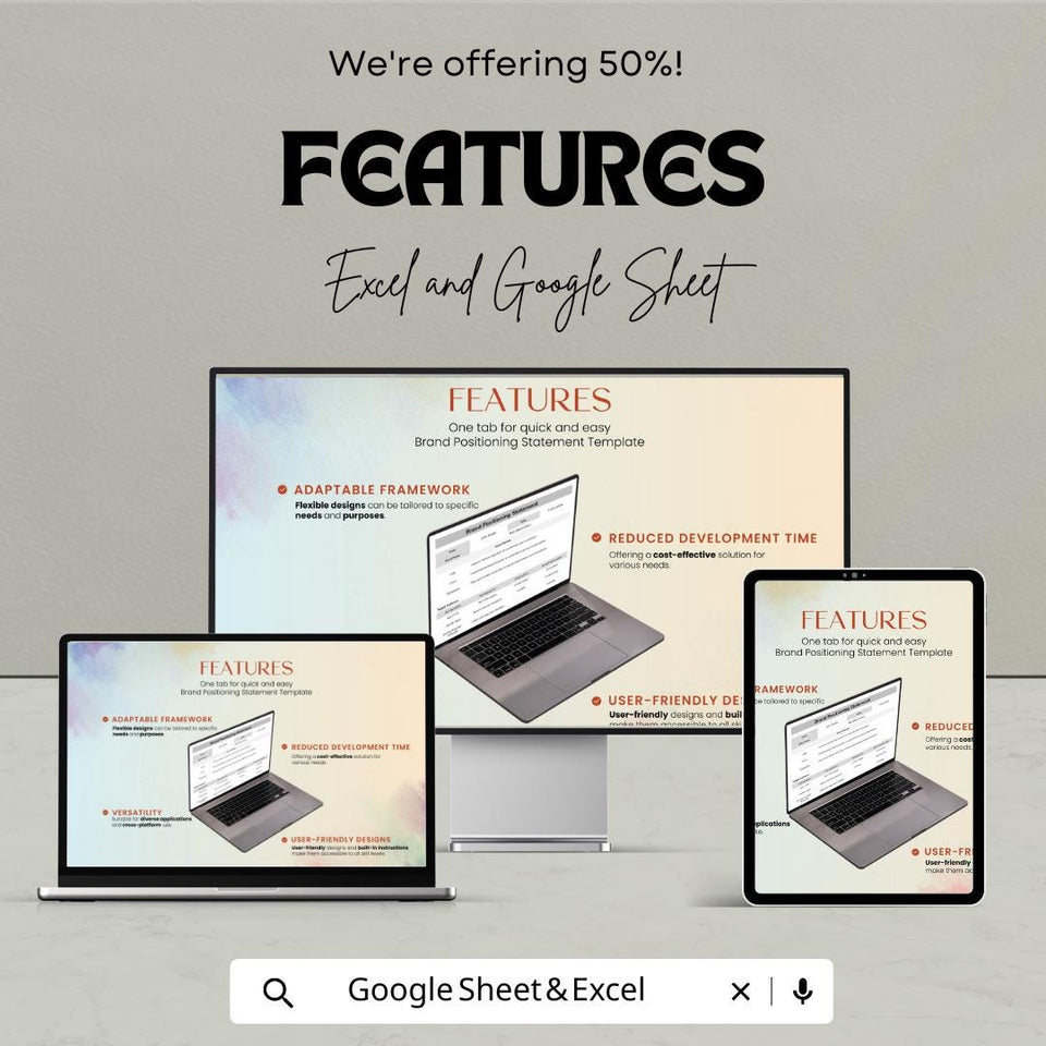 Brand Positioning Statement Template | Google Sheets & Excel | Brand Strategy Planner | Marketing Identity Sheet | Editable Business Tool