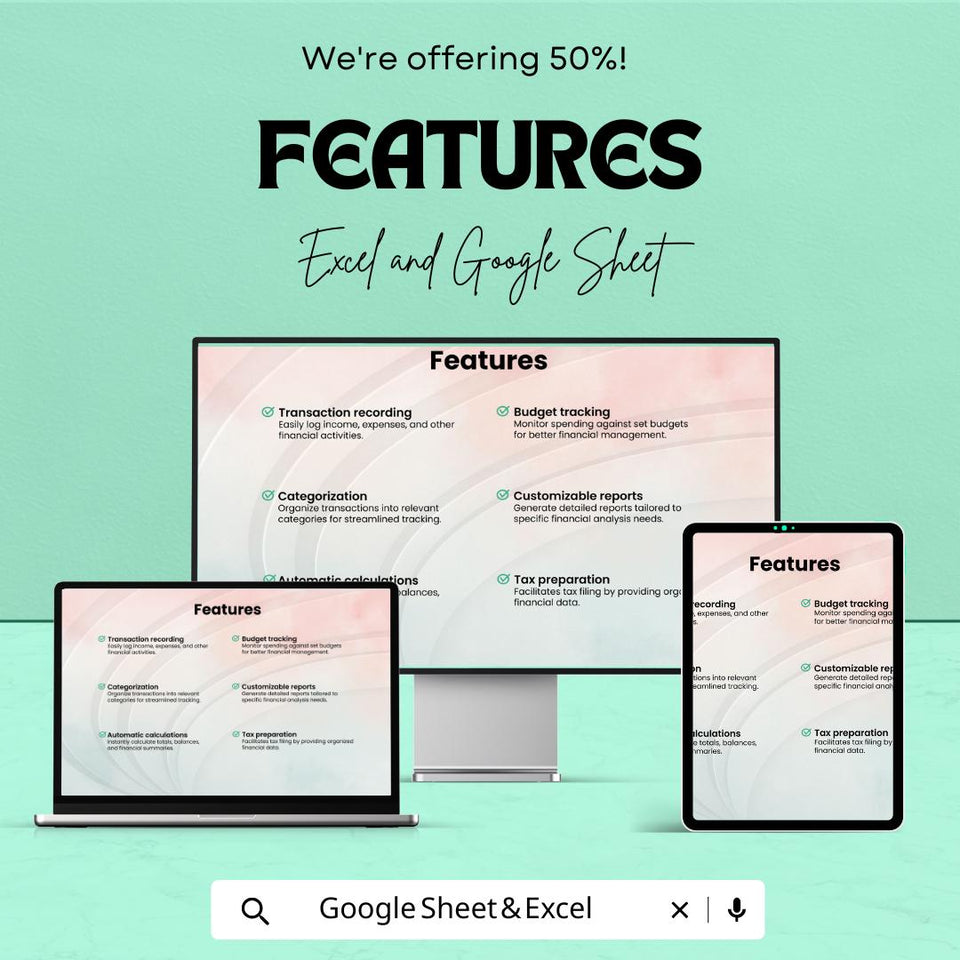 Bookkeeping Sheet Template | Excel & Google Sheets | Small Business Finance Tracker | Income Expense Log | Accounting Spreadsheet